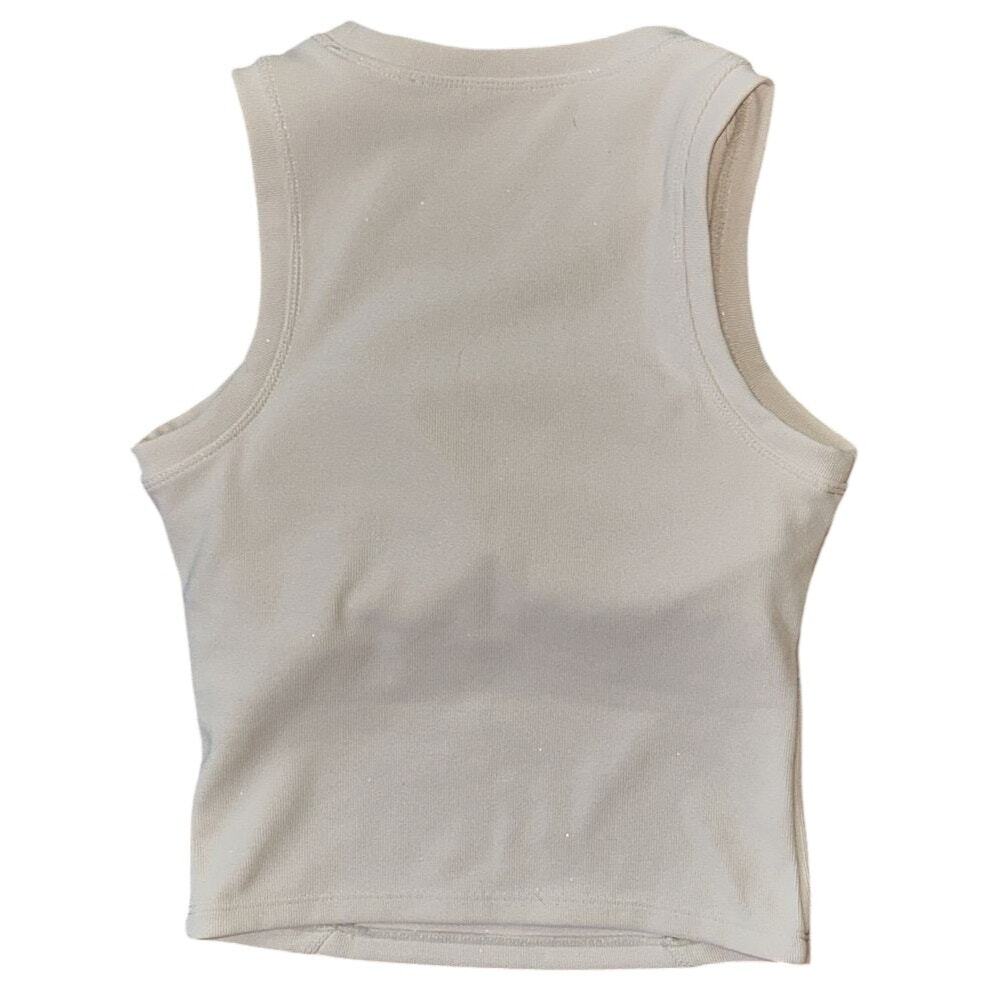 NWOT Move Theology Cream Ribbed Cropped Athletic Tank Small - Picture 4 of 5